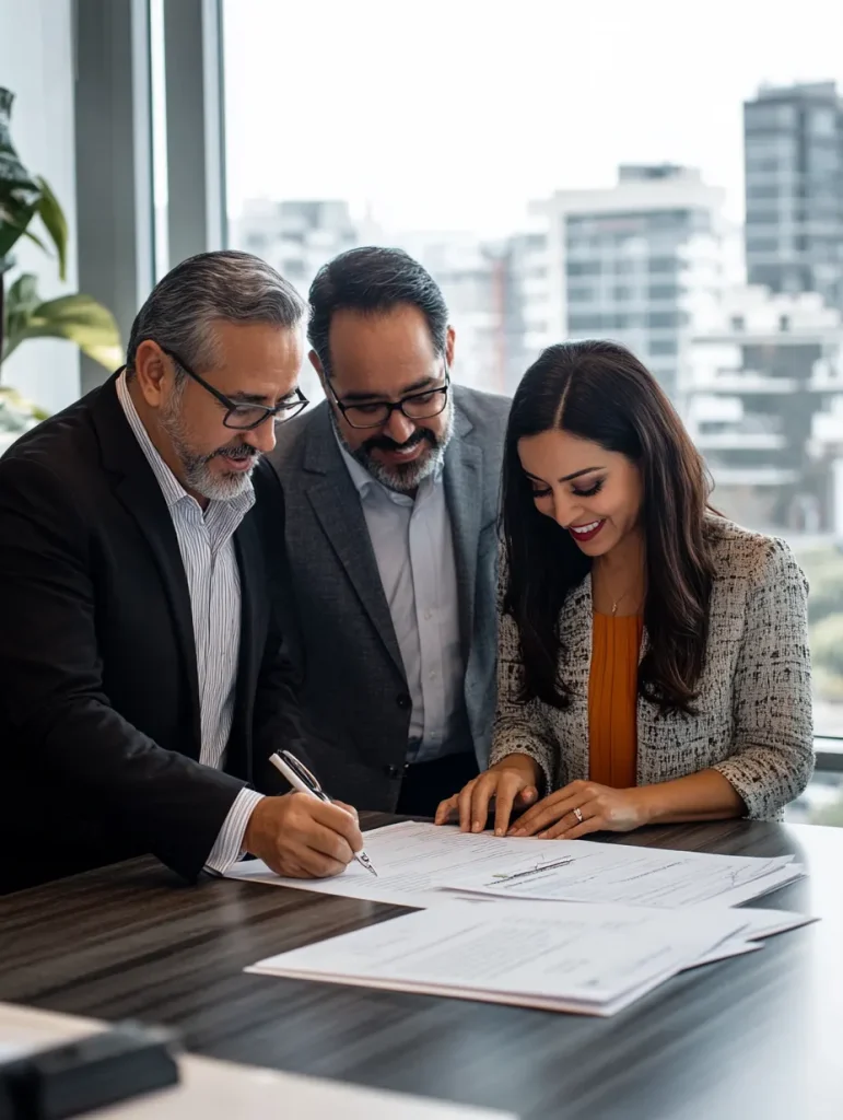 Latin couple with insurance agent