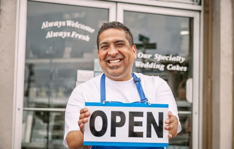 A Latino entrepreneur small business open