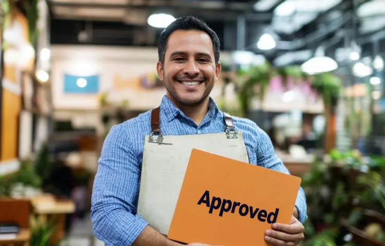 A Latino entrepreneur with small business approved